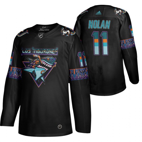 San Jose San Jose Sharks #11 Owen Nolan Men's Adidas 2020 Los Tiburones Limited Jersey Black Men's