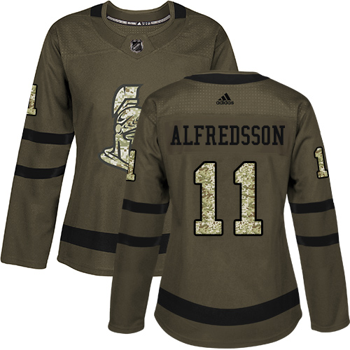 Adidas Ottawa Senators #11 Daniel Alfredsson Green Salute to Service Women's Stitched Jersey Womens