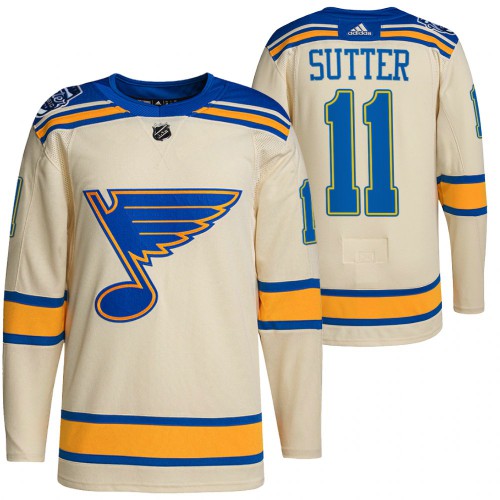 St. Louis St. Louis Blues #11 Brian Sutter Men's Adidas 2022 Winter Classic Authentic Jersey Cream Men's