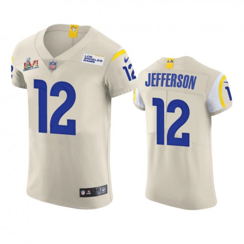 Los Angeles Los Angeles Rams #12 Van Jefferson Men's Super Bowl LVI Patch Vapor Elite Player Jersey - Bone Men's