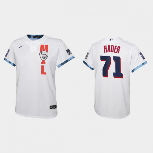 Milwaukee Milwaukee Brewers #71 Josh Hader Youth 2021 All Star Game White Jersey Youth