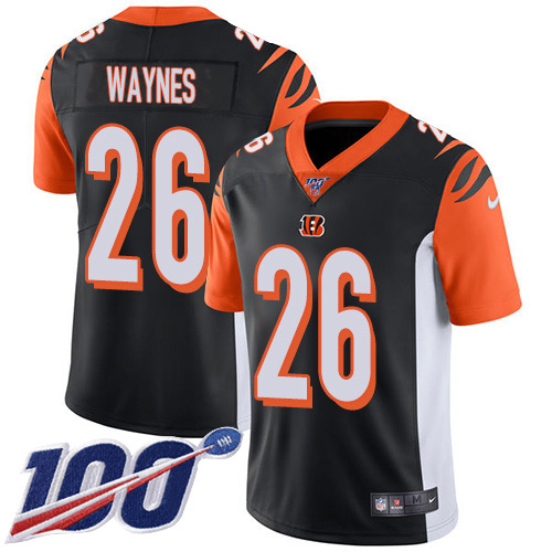 Cincinnati Bengals #26 Trae Waynes Black Team Color Men's Stitched 100th Season Vapor Untouchable Limited Jersey Men's