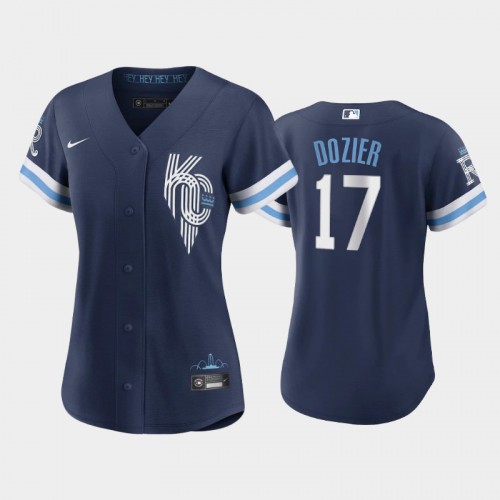 Kansas City Kansas City Royals #17 Hunter Dozier Women's Replica 2022 City Connect Navy Jersey Womens