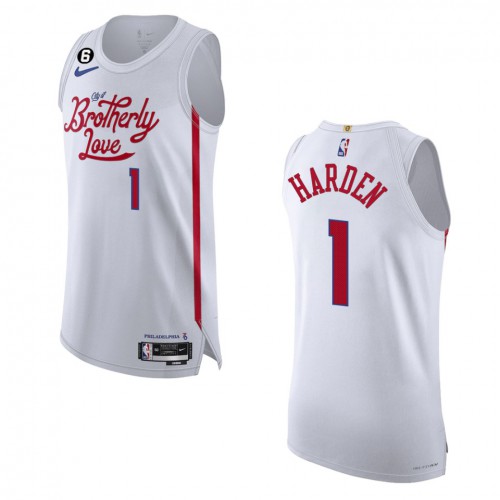 Philadelphia Philadelphia 76ers #1 James Harden White 2022-23 Authentic Jersey - City Edition Mens