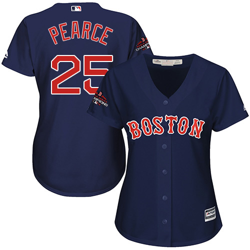Boston Red Sox #25 Steve Pearce Navy Blue Alternate 2018 World Series Champions Women's Stitched Jersey Womens