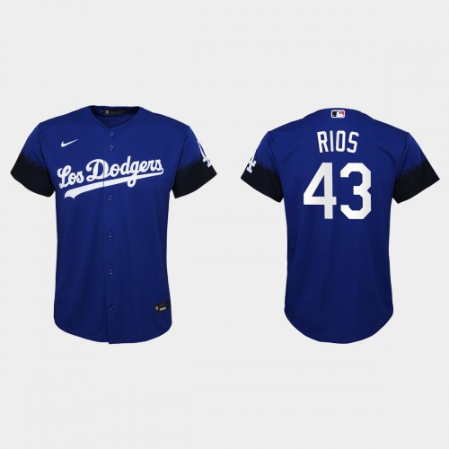 Los Angeles Los Angeles Dodgers #43 Edwin Rios Youth 2021 City Connect Jersey Royal Youth