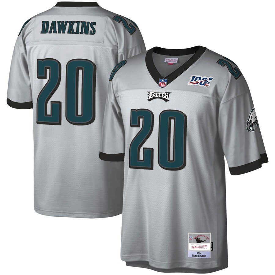 Philadelphia Eagles #20 Brian Dawkins Mitchell & Ness 100 Retired Player Platinum Jersey