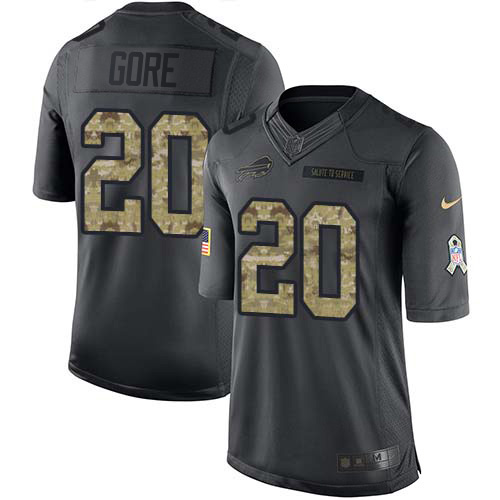 Buffalo Bills #20 Frank Gore Black Men's Stitched Limited 2016 Salute To Service Jersey Men's