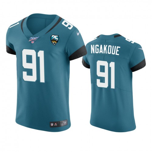 Jacksonville Jacksonville Jaguars #91 Yannick Ngakoue Teal 25th Season Vapor Elite Stitched Jersey Men's