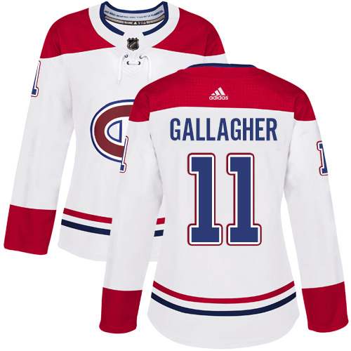 Adidas Montreal Canadiens #11 Brendan Gallagher White Road Authentic Women's Stitched Jersey Womens