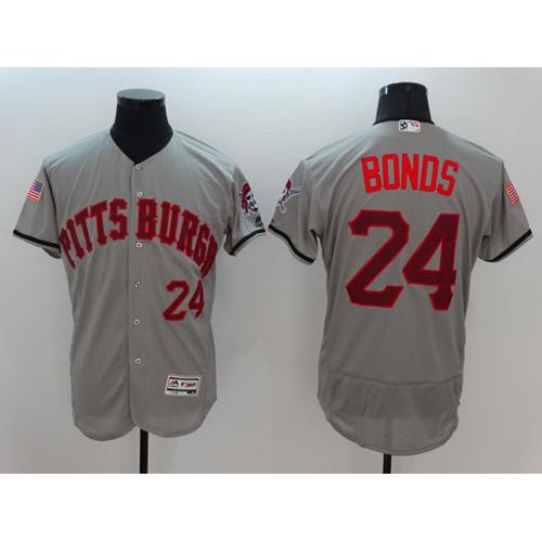 Pittsburgh Pirates #24 Barry Bonds Grey Fashion Stars & Stripes Flexbase Authentic Stitched Jersey Men's