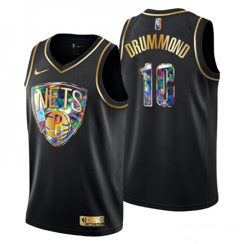 Brooklyn Brooklyn Nets #4 Andre Drummond Mens Golden Edition Diamond Logo 2021/22 Swingman Jersey - Black Mens
