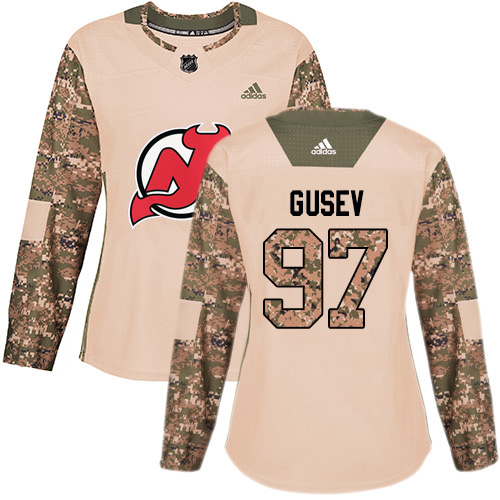 Adidas New Jersey Devils #97 Nikita Gusev Camo Authentic 2017 Veterans Day Women's Stitched Jersey Womens