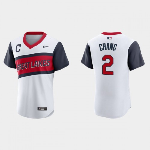 Cleveland Guardians #2 Yu Chang Men's White 2021 Little League Class Authentic Jersey Men's
