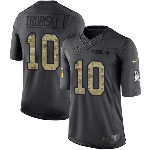 Chicago Bears #10 Mitchell Trubisky Black Youth Stitched Limited 2016 Salute to Service Jersey Youth