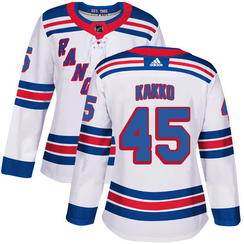 Adidas New York Rangers #45 Kappo Kakko White Road Authentic Women's Stitched Jersey Womens