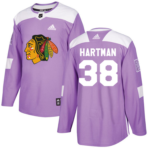 Adidas Chicago Blackhawks #38 Ryan Hartman Purple Authentic Fights Cancer Stitched Jersey Men's