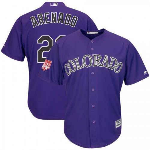 Colorado Rockies #28 Nolan Arenado Purple 2019 Spring Training Cool Base Stitched Jersey Men's