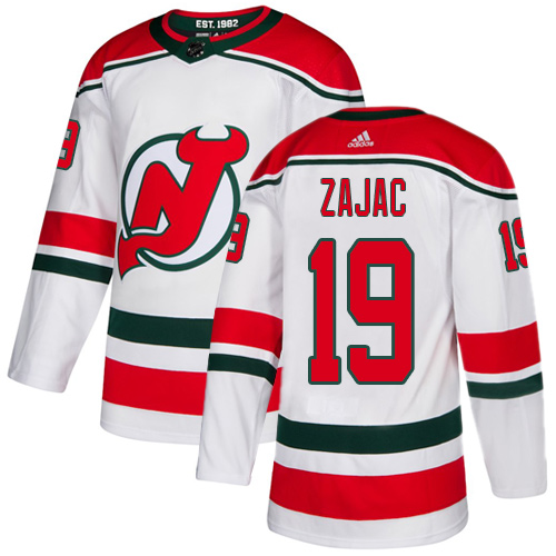 Adidas New Jersey Devils #19 Travis Zajac White Alternate Authentic Stitched Jersey Men's