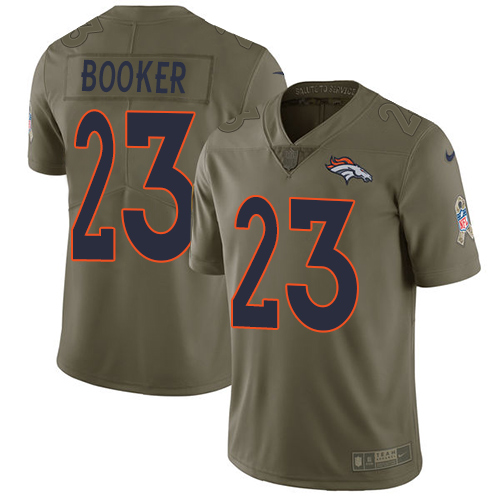 Denver Broncos #23 Devontae Booker Olive Men's Stitched Limited 2017 Salute to Service Jersey Men's
