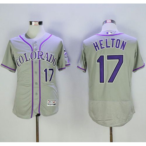 Colorado Rockies #17 Todd Helton Grey Flexbase Authentic Collection Stitched Jersey Men's