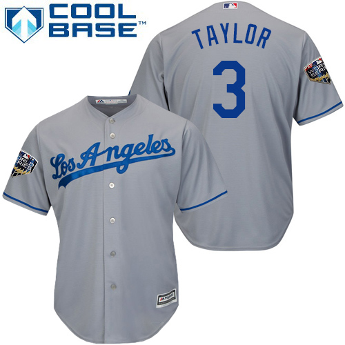 Los Angeles Dodgers #3 Chris Taylor Grey Cool Base 2018 World Series Stitched Youth Jersey Youth