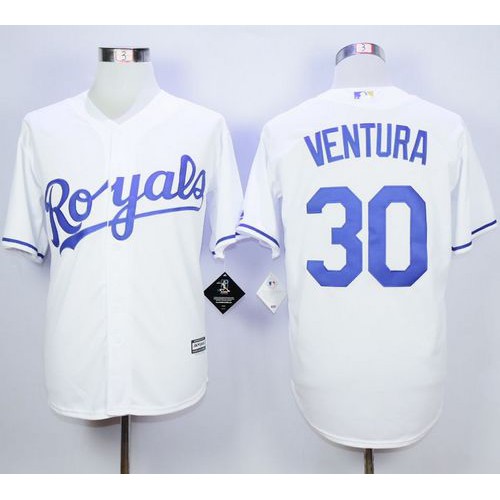 Kansas City Royals #30 Yordano Ventura White New Cool Base Stitched Jersey Men's