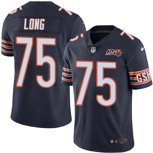 Chicago Bears #75 Kyle Long Navy Blue Team Color Men's 100th Season Stitched Vapor Untouchable Limited Jersey Men's
