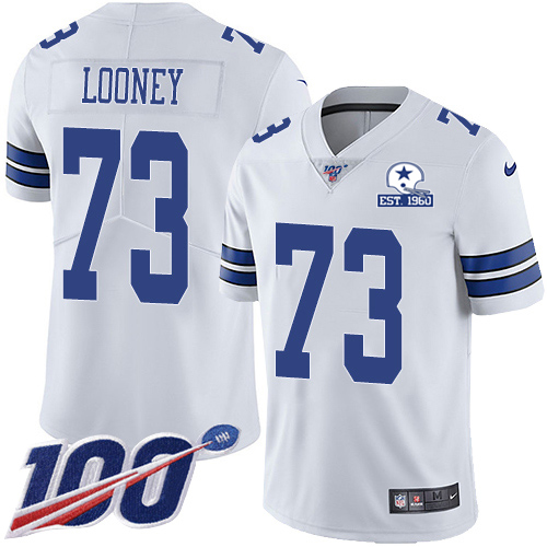 Dallas Cowboys #73 Joe Looney White Men's Stitched With Established In 1960 Patch 100th Season Vapor Untouchable Limited Jersey Men's