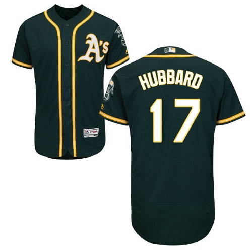 Oakland Athletics #17 Glenn Hubbard Green Flexbase Authentic Collection Stitched Jersey Men's