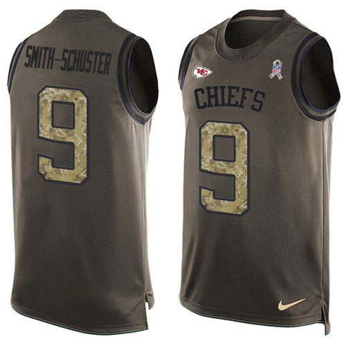 Chiefs #9 JuJu Smith-Schuster Green Men's Stitched Limited Salute To Service Tank Top Jersey