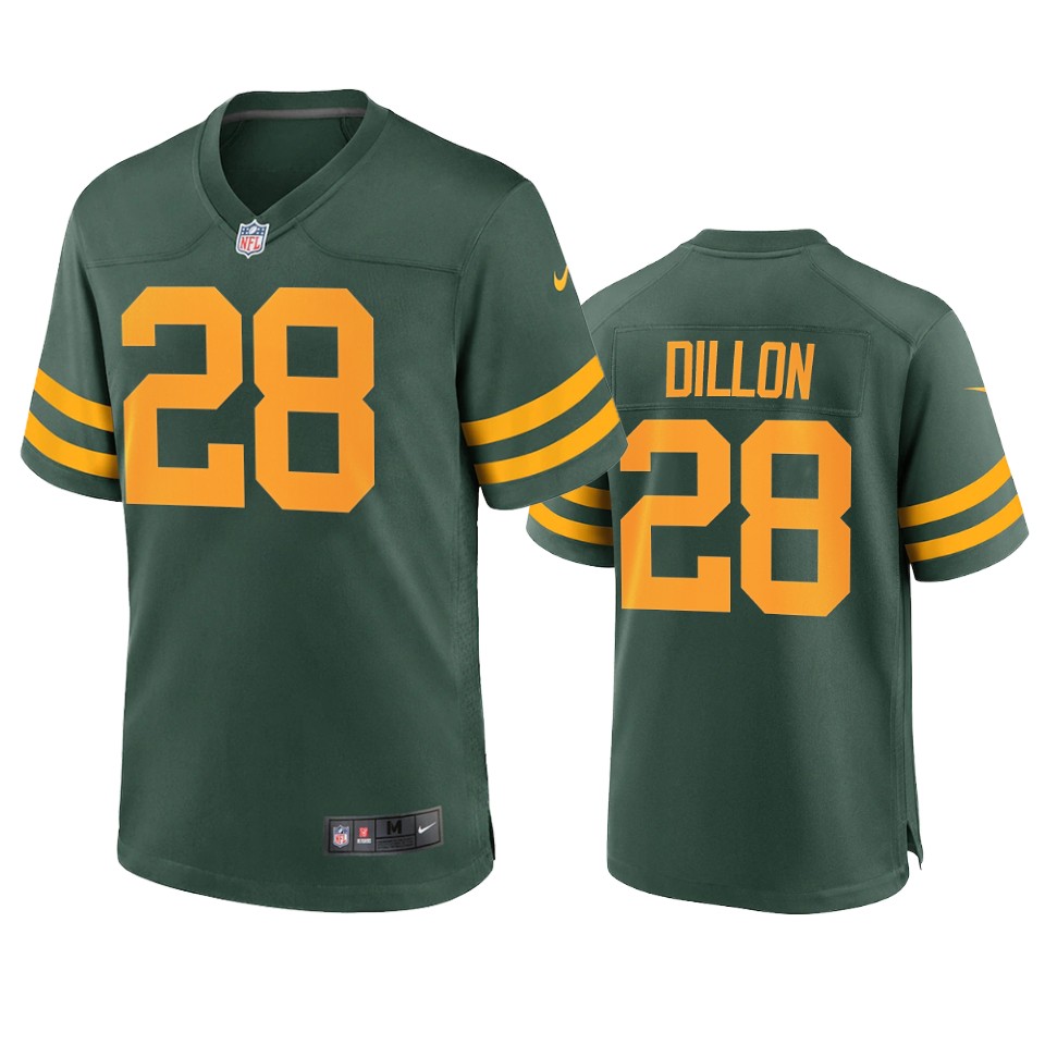 Green Bay Packers #28 A.J. Dillon Men's Alternate Game Player Jersey - Green