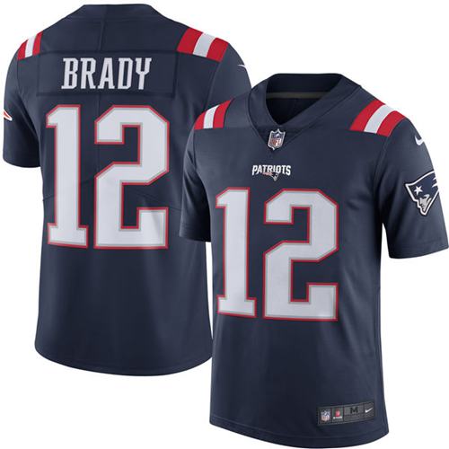 Patriots #12 Tom Brady Navy Blue Men's Stitched Limited Rush Jersey