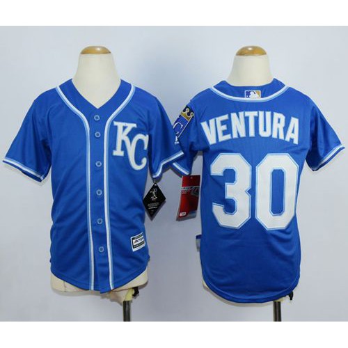 Kansas City Royals #30 Yordano Ventura Blue Cool Base Stitched Youth Jersey Youth