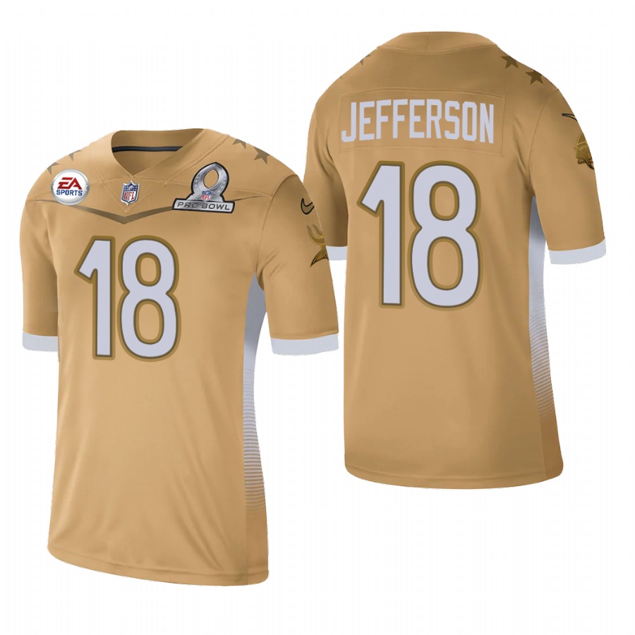 Minnesota Vikings #18 Justin Jefferson 2021 NFC Pro Bowl Game Gold Jersey