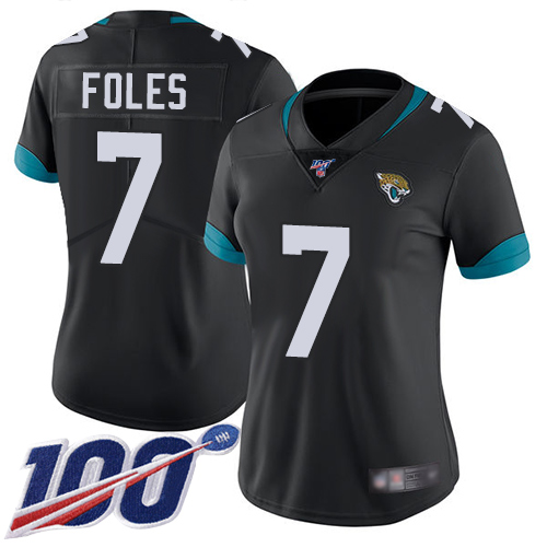 Jacksonville Jaguars #7 Nick Foles Black Team Color Women's Stitched 100th Season Vapor Limited Jersey Womens
