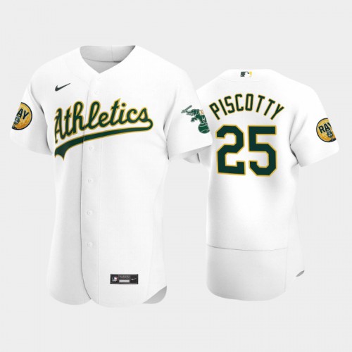 Oakland Oakland Athletics #25 Stephen Piscotty Men's 2022 Ray Patch Authentic Home White Jersey Men's