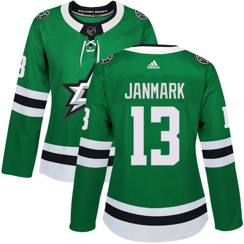 Adidas Dallas Stars #13 Mattias Janmark Green Home Authentic Women's Stitched Jersey Womens