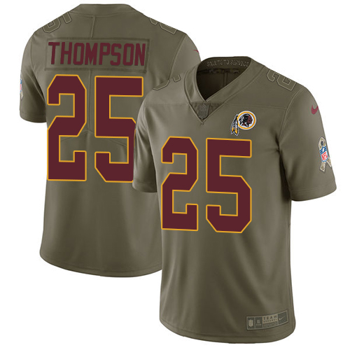 Washington Commanders #25 Chris Thompson Olive Men's Stitched Limited 2017 Salute To Service Jersey Men's