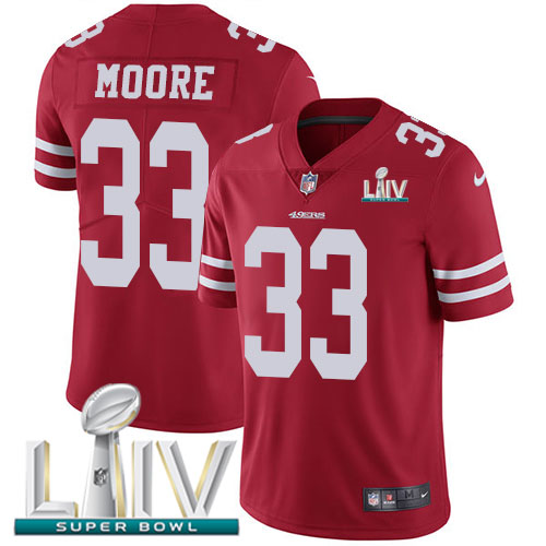 San Francisco 49ers #33 Tarvarius Moore Red Super Bowl LIV 2020 Team Color Men's Stitched Vapor Untouchable Limited Jersey Men's