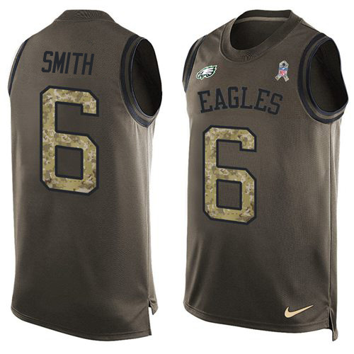 Eagles #6 DeVonta Smith Green Men's Stitched Limited Salute To Service Tank Top Jersey
