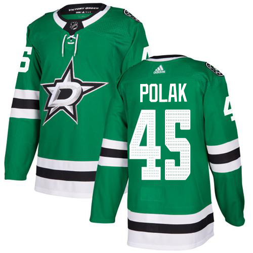 Adidas Dallas Stars #45 Roman Polak Green Home Authentic Stitched Jersey Men's