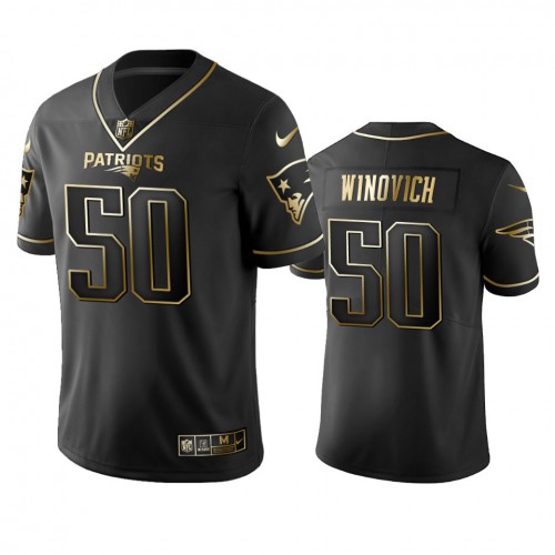 New England Patriots #50 Chase Winovich Black Golden Limited Edition Stitched Jersey Men's