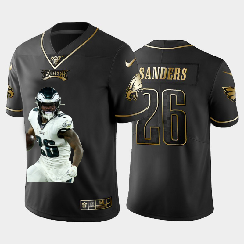 Philadelphia Eagles #26 Miles Sanders Team Hero 2 Vapor Limited 100 Jersey Black Golden