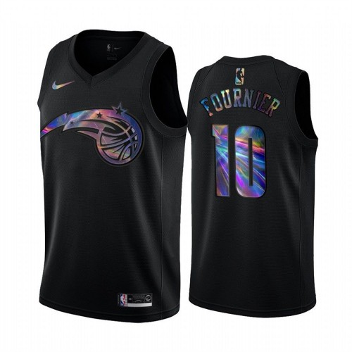 Orlando Magic #10 Evan Fournier Mens Iridescent Holographic Collection Jersey - Black Mens