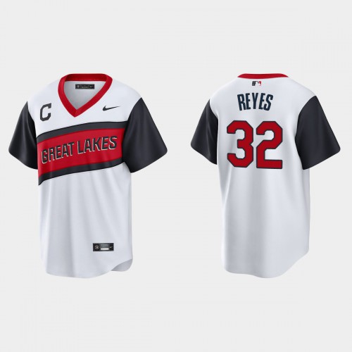 Cleveland Guardians #32 Franmil Reyes Men's White 2021 Little League Class Game Jersey Men's