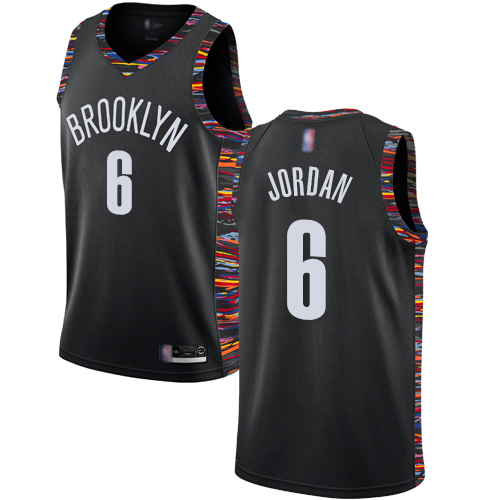 Brooklyn Nets #6 DeAndre Jordan Black Swingman City Edition 2018/19 Jersey Mens