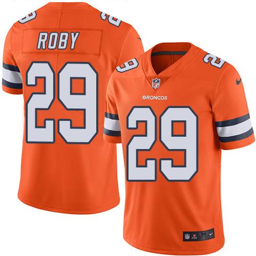 Denver Broncos #29 Bradley Roby Orange Men's Stitched Limited Rush Jersey Men's