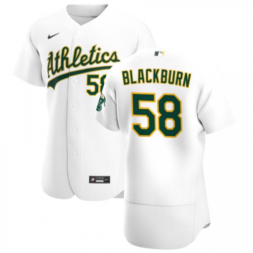 Oakland Oakland Athletics #58 Paul Blackburn Men's White Home 2020 Authentic Player Jersey Men's