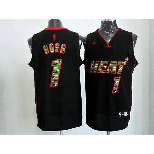 Miami Heat #1 Chris Bosh Black Camo Fashion Stitched Jersey Mens